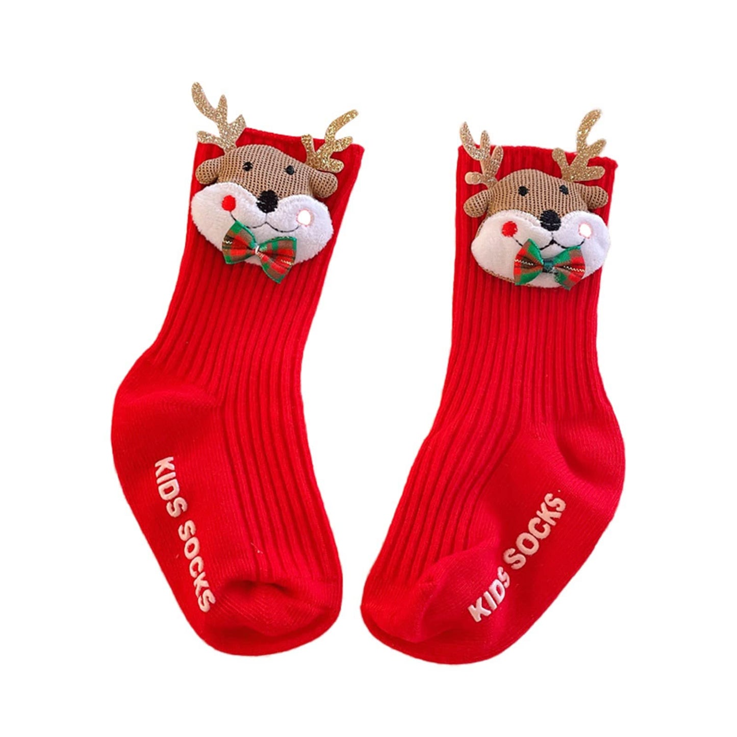 SISEY Christmas Socks for Kids Unisex Baby Toddler Kids Knitted Cotton Socks Winter Fun Socks Children Xmas Gift (Elk,2-4 T), 2-4T - Medaid International