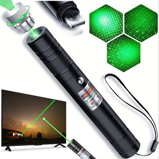 Damflew Green Laser Pointer High Power Pen - Long Range Rechargeable Laser Beam, USB Charging for Hiking, Presentations & Outdoor Use (Professional-Grade Green Light) - Medaid International