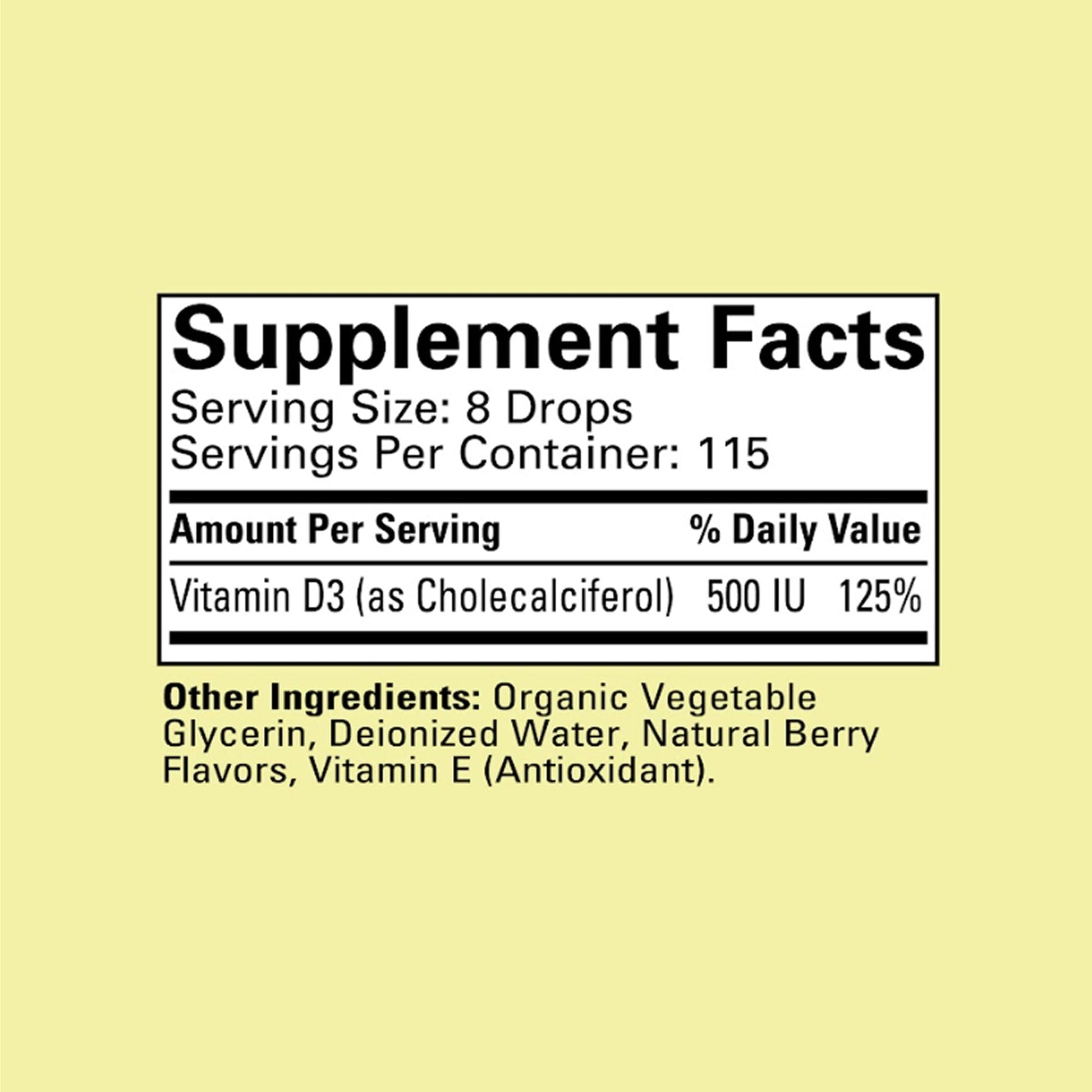 CHILDLIFE ESSENTIALS Vitamin D3 Drops for Kids, Children, & Toddlers - Liquid Vitamin D Drops, 500 IU per Drop, Immune & Bone Health Support, Natural Berry - 1 Fl Oz (Pack of 1) - Medaid International