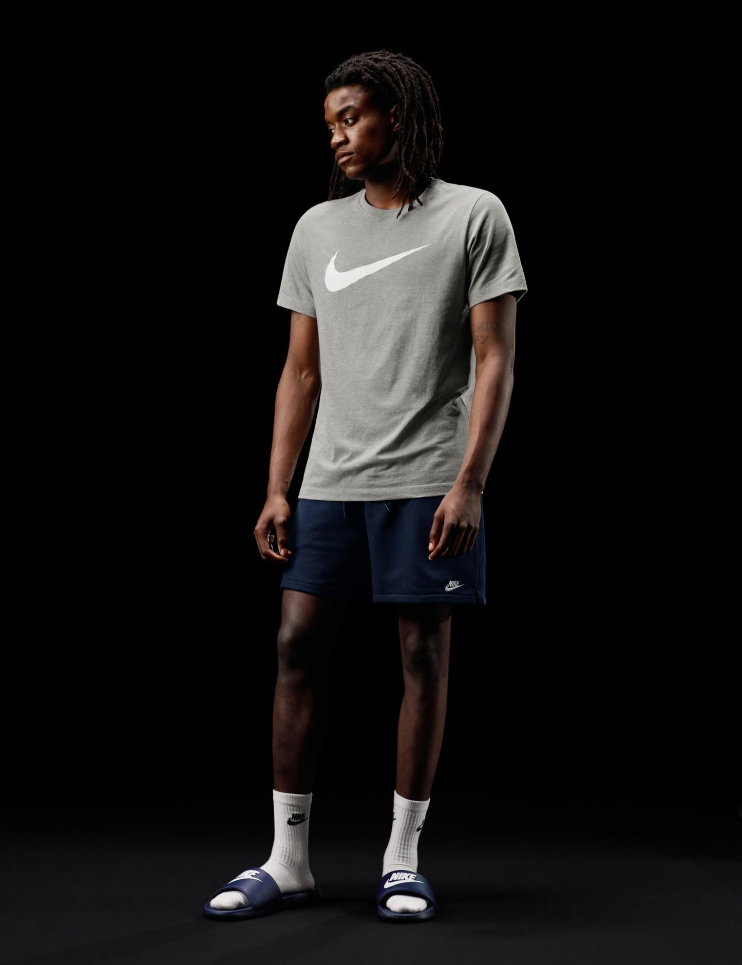 Nike Men's Sportswear Icon Swoosh T-Shirt, Dark Grey Heather/White, 2XL - Medaid International