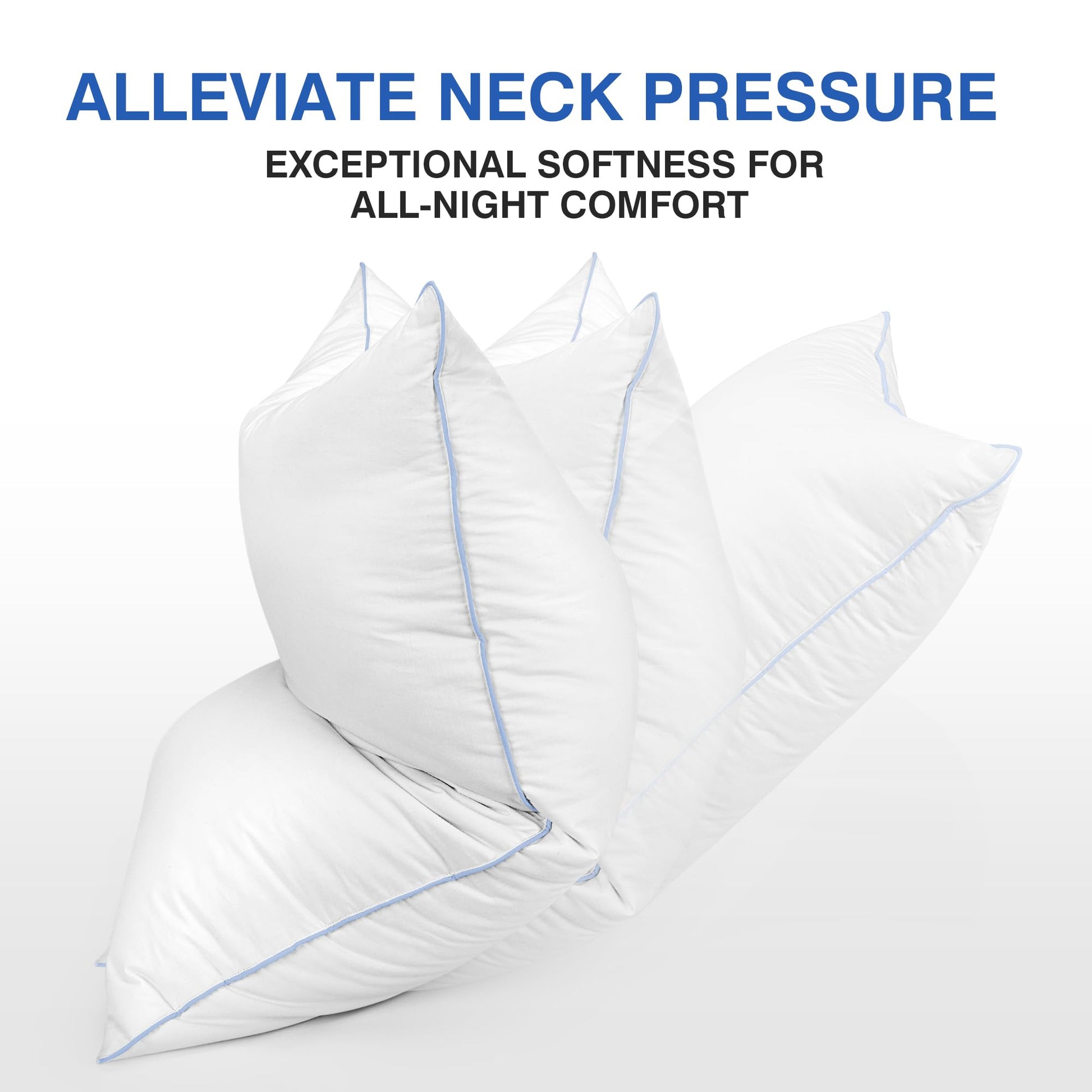 zibroges Goose Feather Pillow Queen Size Pack of 2 - Down Hotel Bed Pillows for Sleeping, Soft 600 Thread Count Cotton Cover, Fluffy Support Surround Fill Polyester for Back, Stomach, Side Sleepers - Medaid International