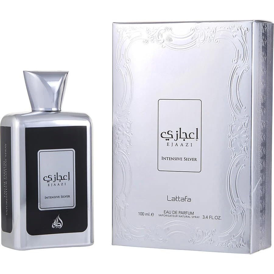 Lattafa Ejaazi Intensive Silver for Men Eau de Parfum Spray, 3.4 Ounce - Medaid International