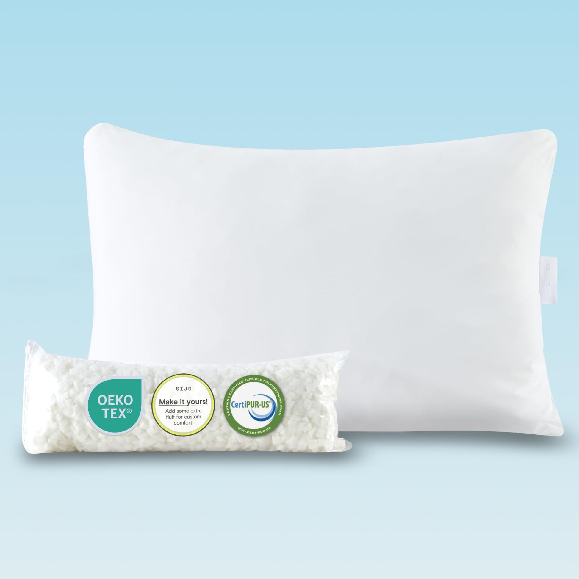 Sijo FlexCool Shredded Memory Foam Pillow - Adjustable Bed Pillow Last Cooling Surface - Good Housekeeping 2025 Bedding Award Winner - CertiPUR-US - Medium Firm for Back, Side, Stomach Sleepers (King) - Medaid International