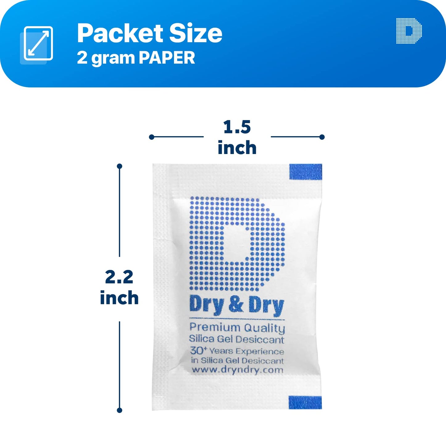 Dry & Dry 2 Gram [100 Packets] Silica Gel Packets Desiccants, Silica Packets - Rechargeable Silica Gel Packs, Silica Gel Packets, Desiccants Packets, Silica Gel - Medaid International