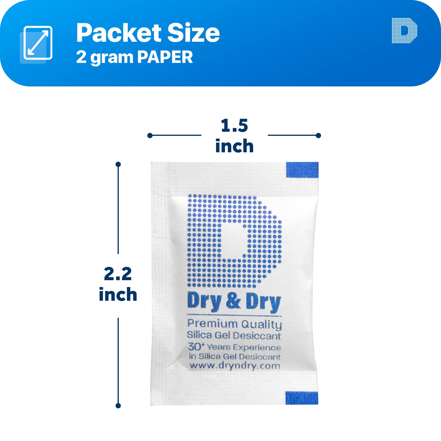 Dry & Dry 2 Gram [100 Packets] Silica Gel Packets Desiccants, Silica Packets - Rechargeable Silica Gel Packs, Silica Gel Packets, Desiccants Packets, Silica Gel - Medaid International
