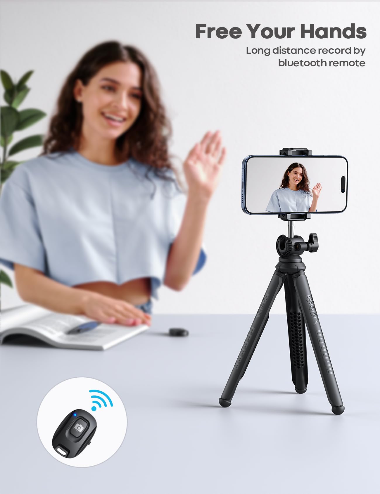 Lamicall Tripod for iPhone - 3 in 1 Flexible Phone Tripod with Wireless Remote - iPhone Tripod Stand for Video Recording Vlogging Selfie Compatible with iPhone Samsung Go Pro, Digital Camera - Medaid International