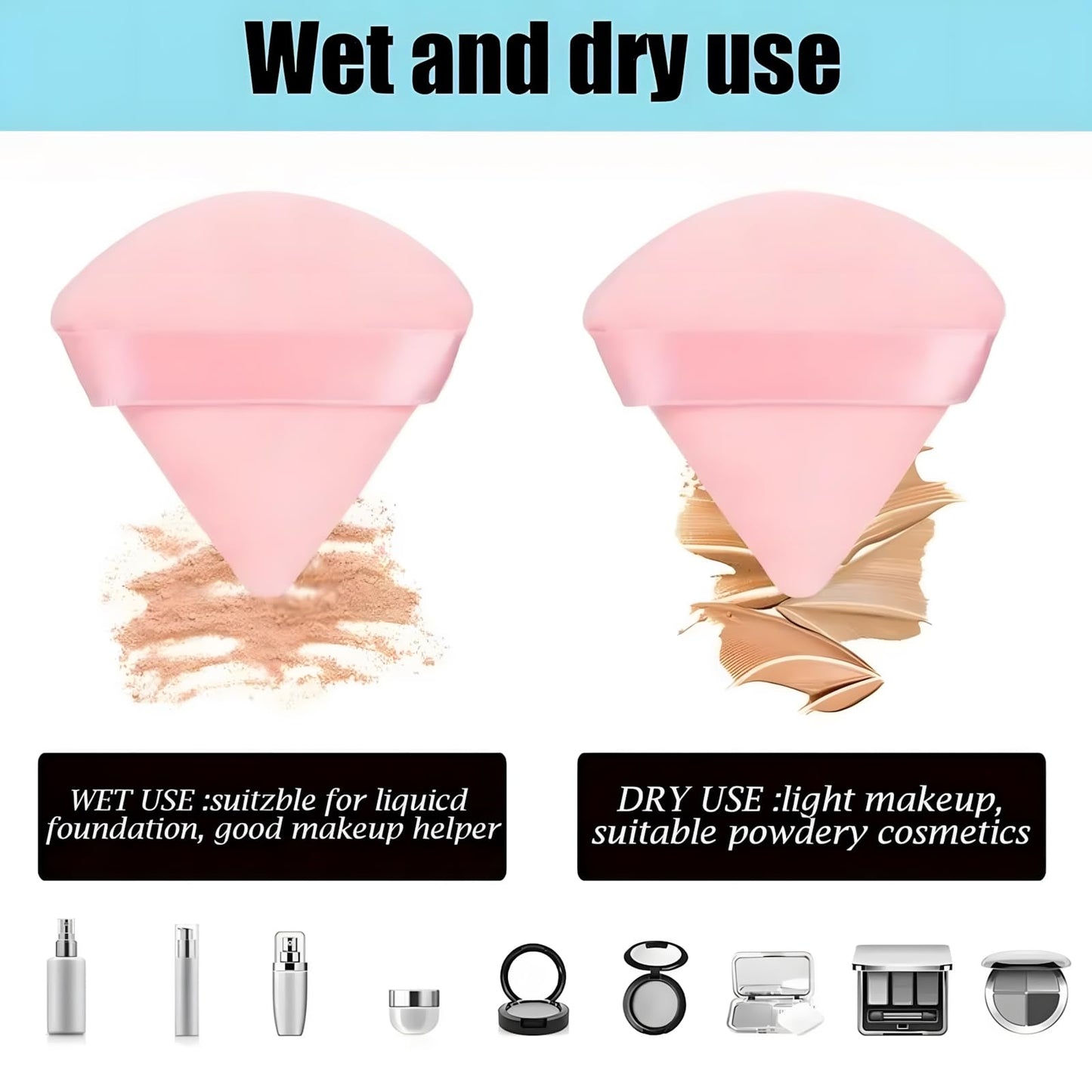 Makeup Sponge Set, 12 Pieces Latex Free Flawless Soft Setting, Beauty Blender Sponge Suitable for Liquid, Cream and Powder, Equipped with 3 Mini Beauty Sponges and 3 Mini Powder Puffs（Pink） - Medaid International