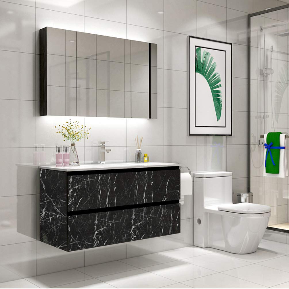 Tinkei 197'' x 16'' Marble Contact Paper, Self-Adhesive Wallpaper Countertop Granite Gray/White Roll Peel & Stick Wallpaper Waterproof PVC Removable - Medaid International