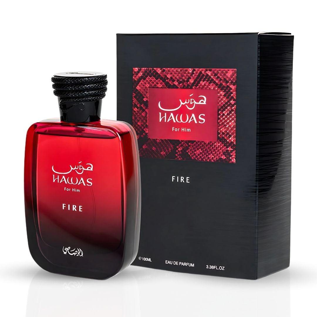 RASASI Hawas Fire Eau De Parfum Spray 100ML(3.4 Oz) - Bold Long Lasting Arabian Perfume For Men With A Fiery Essence - Indulge In A Luxurious Perfume Men That Captures Masculine Elegance And Strength - Medaid International