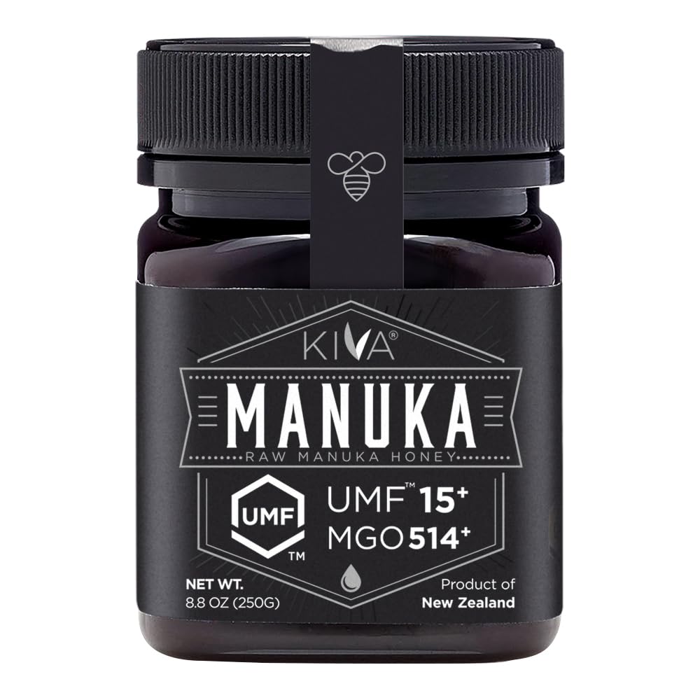 Kiva Raw Manuka Honey - Certified UMF 15+, MGO 514+ 100% Pure Genuine New Zealand, Non-GMO, Traceable (8.8oz/250g Bottle) - Medaid International