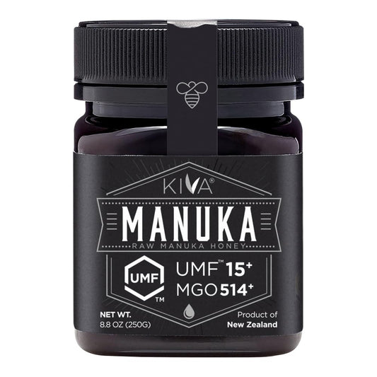Kiva Raw Manuka Honey - Certified UMF 15+, MGO 514+ 100% Pure Genuine New Zealand, Non-GMO, Traceable (8.8oz/250g Bottle) - Medaid International