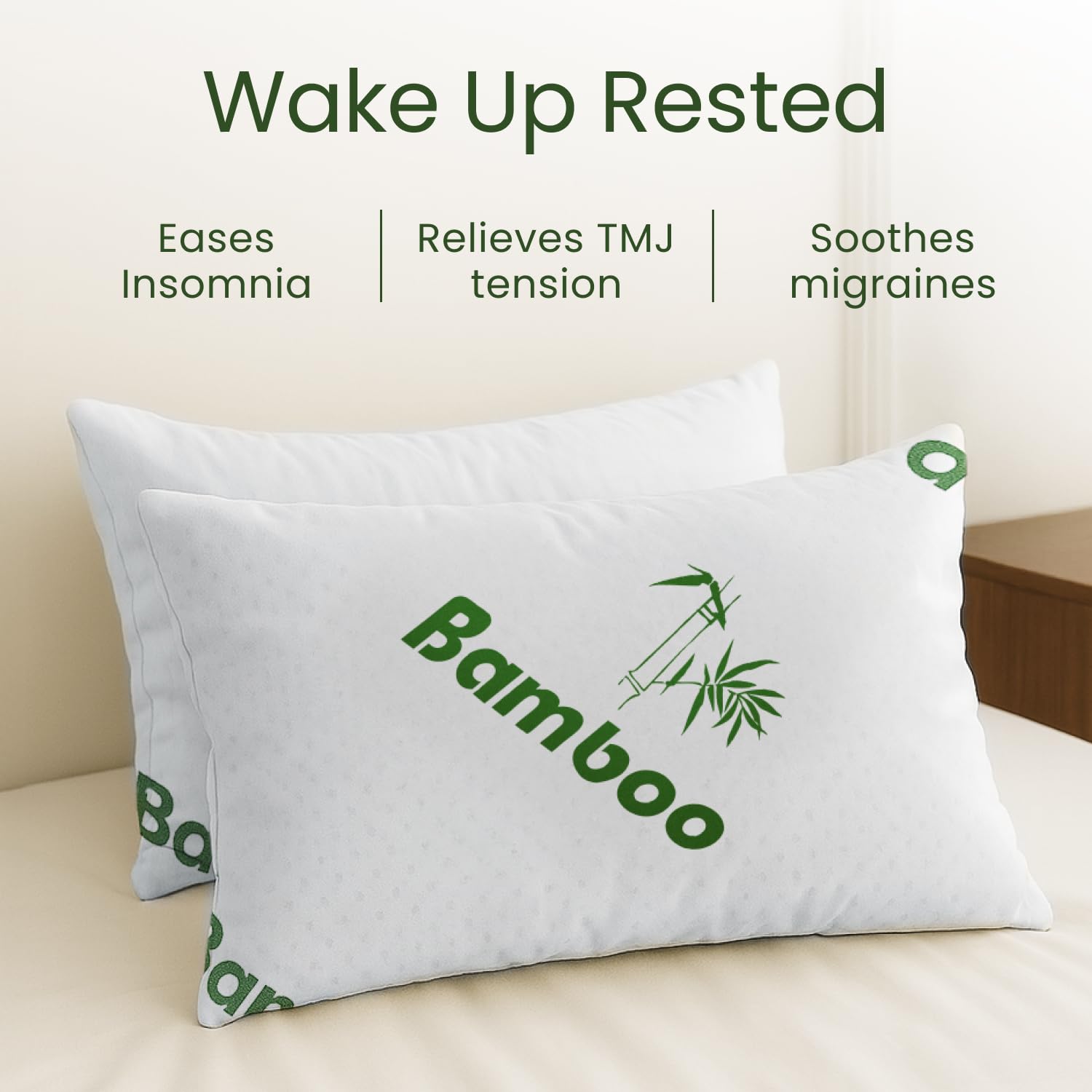 Memory Foam Pillows Queen Size Set of 2 - Cooling Bed Pillows for Sleeping - Back, Stomach, Side Sleeper Firm, Comfy Cool Shredded - 2 Pack, Rayon Derived from Bamboo - Medaid International