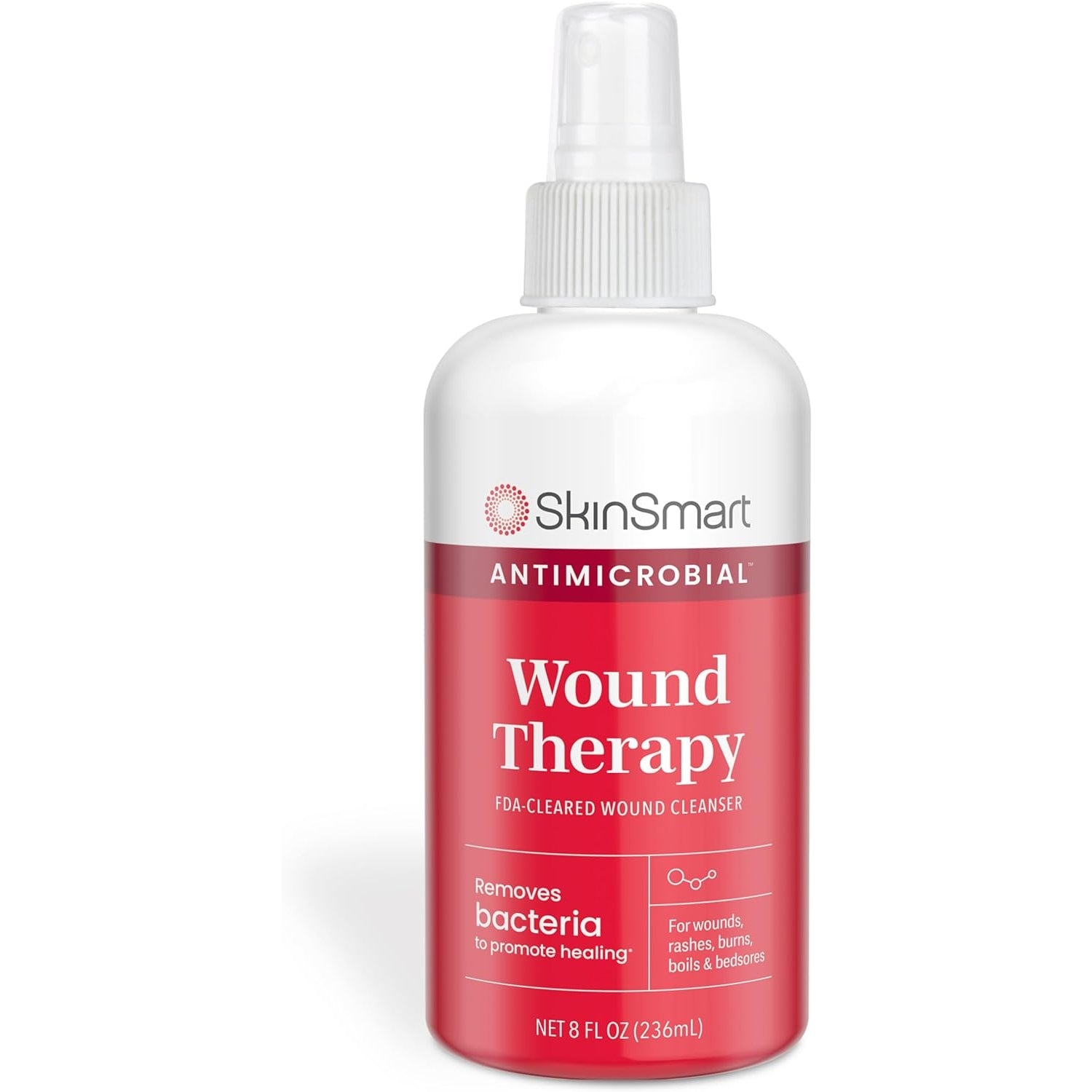 SkinSmart Antimicrobial Wound Therapy, Hypochlorous Acid Safely Removes Bacteria so Wounds Can Heal, 8 Ounce Clear Spray - Medaid