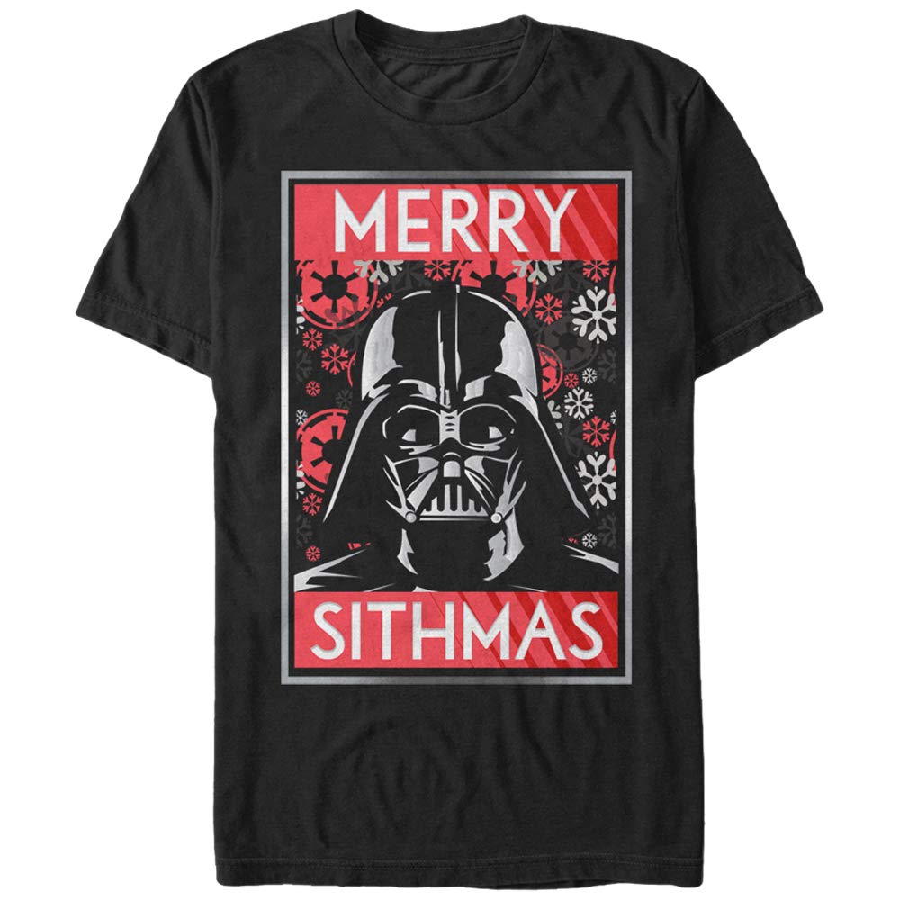 STAR WARS Men's Christmas Sithmas Darth Vader T-Shirt - Black - Large - Medaid International