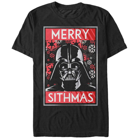 STAR WARS Men's Christmas Sithmas Darth Vader T-Shirt - Black - Large - Medaid International