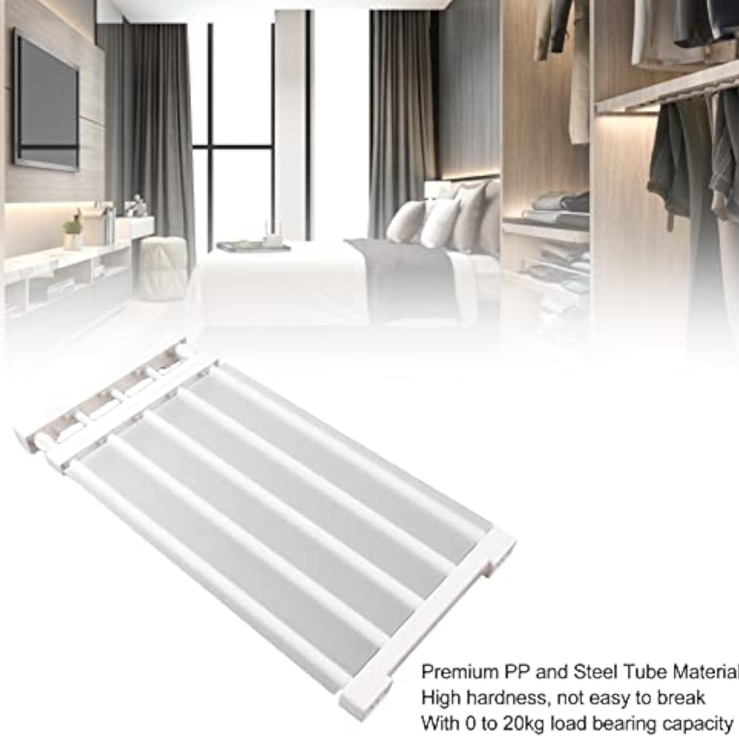 منظم رفوف خزانة قابل للتوسيع من نالاكال، 30-40 سم، رف واحد، حامل يثبت على الحائط، سعة 20 كجم