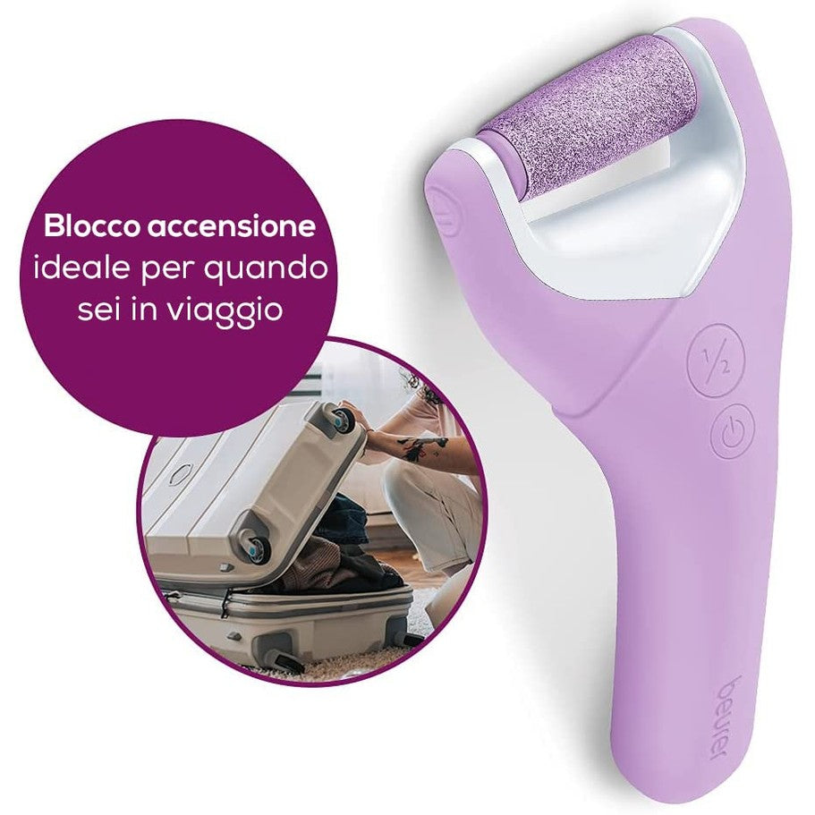 Beurer MP59 Waterproof Callus Remover, Electric Callus File with 2 Speed Settings and 2 Abrasive Rollers, Suitable for Thickened Hard Skin, Battery-Operated, for Wet & Dry Feet - Medaid International