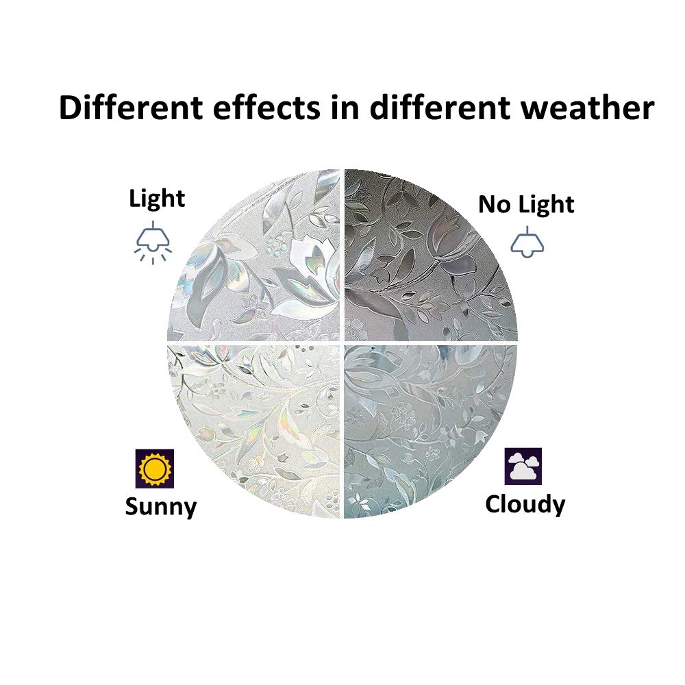 Arthome 3D Window Film, 35.4x100 inch Flower Decoration Tulip Patterns Film No Glue Static Cling Anti UV for Kitchen Home Office - Medaid International