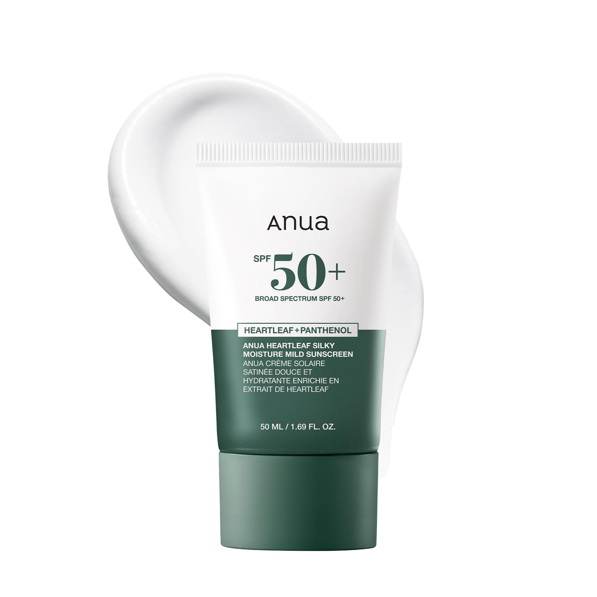 Anua Heartleaf Silky Moisture Mild Sunscreen, Broad Spectrum SPF 50+ with Moisturizing Formula, Lightweight Korean Sunscreen, Natural finish, Vegan, korean skin care 50ml / 1.69 fl. oz. - Medaid International