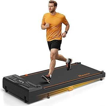 Wenoker Walking Pad Under Desk Treadmill, Quiet Motor <45dB, No-Assembly Slim Compact Treadmill for Home Office with Remote & LED, Space-Saving Wheels