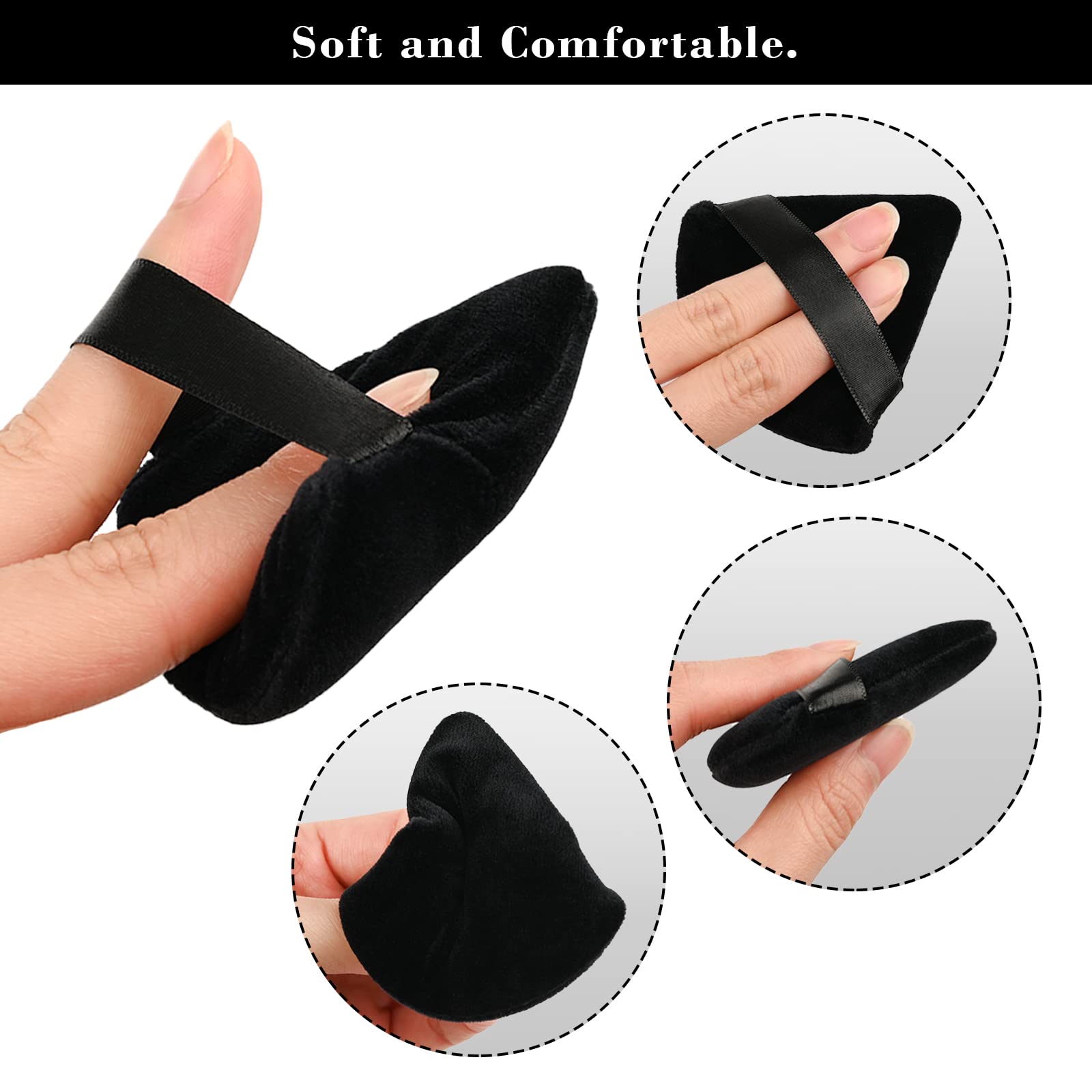 8Pcs of Triangular Powder Puff Makeup Sponges, Made of Super-soft Velvet, Designed for Contouring, Eye, and Corner, Beauty Blender Foundation Mixing Container.(Black) - Medaid International