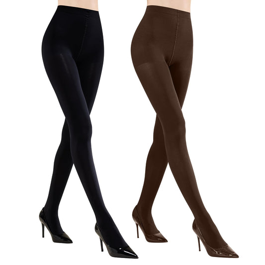 MANZI 2 Pairs Women's Run Resistant Control Top Panty Hose Opaque Tights - Medaid International