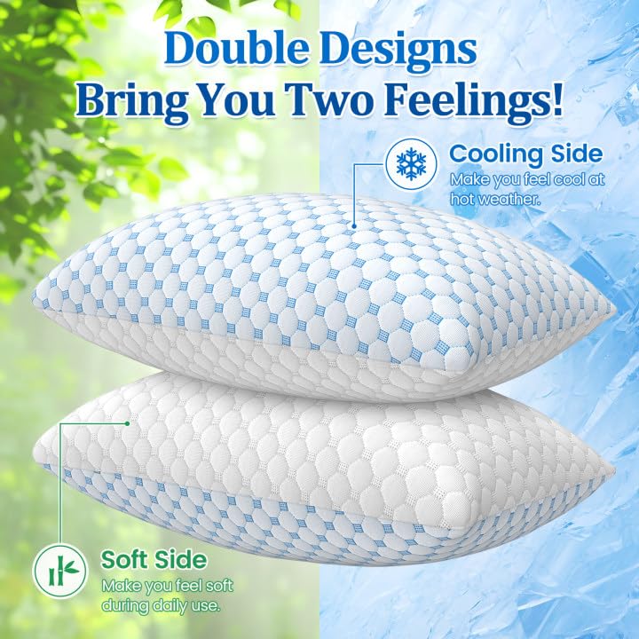 CloudBliss Shredded Memory Foam Pillow for Sleeping - Adjustable Cooling Pillow with Breathable Washable Cover, CertiPUR-US Certified, 1 Pack Queen Size for Side/Back/Stomach Sleepers - Medaid International