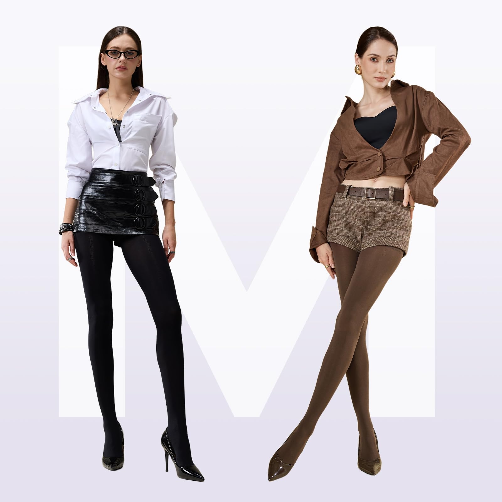 MANZI 2 Pairs Women's Run Resistant Control Top Panty Hose Opaque Tights - Medaid International