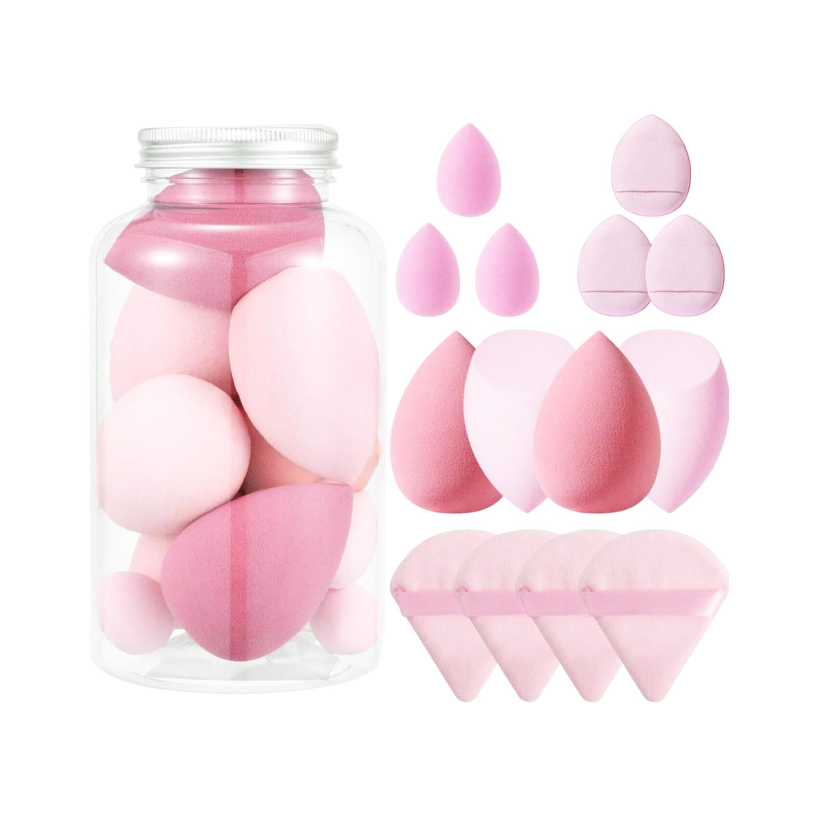 14Pcs Makeup Sponge Set Beauty Blender for Foundation Blending, 3 Mini Sponges 4 Triangle Powder Puffs, Soft Cosmetic Applicators for Powder & Liquid, All in One Makeup Tool Kit - Medaid International