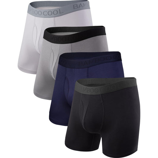 BAMBOO COOL Men's Underwear Boxer Briefs Soft Breathable Performance Underwear for Men 4 Pack(L) - Medaid International