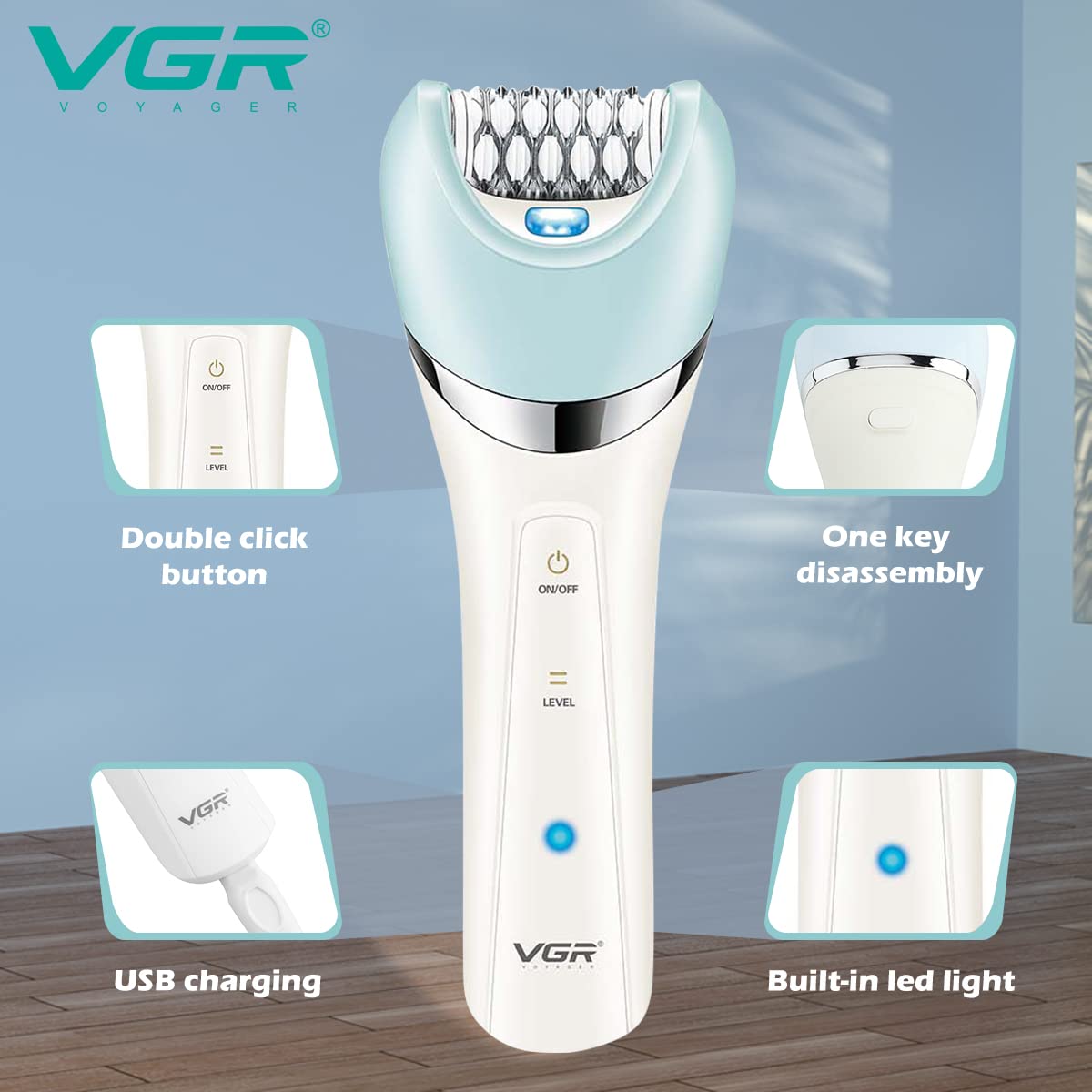 VGR V703 5-in-1 Women‚Äôs Grooming Kit ‚Äì Shaver, Trimmer, Facial & Body Massager | Waterproof - Medaid International