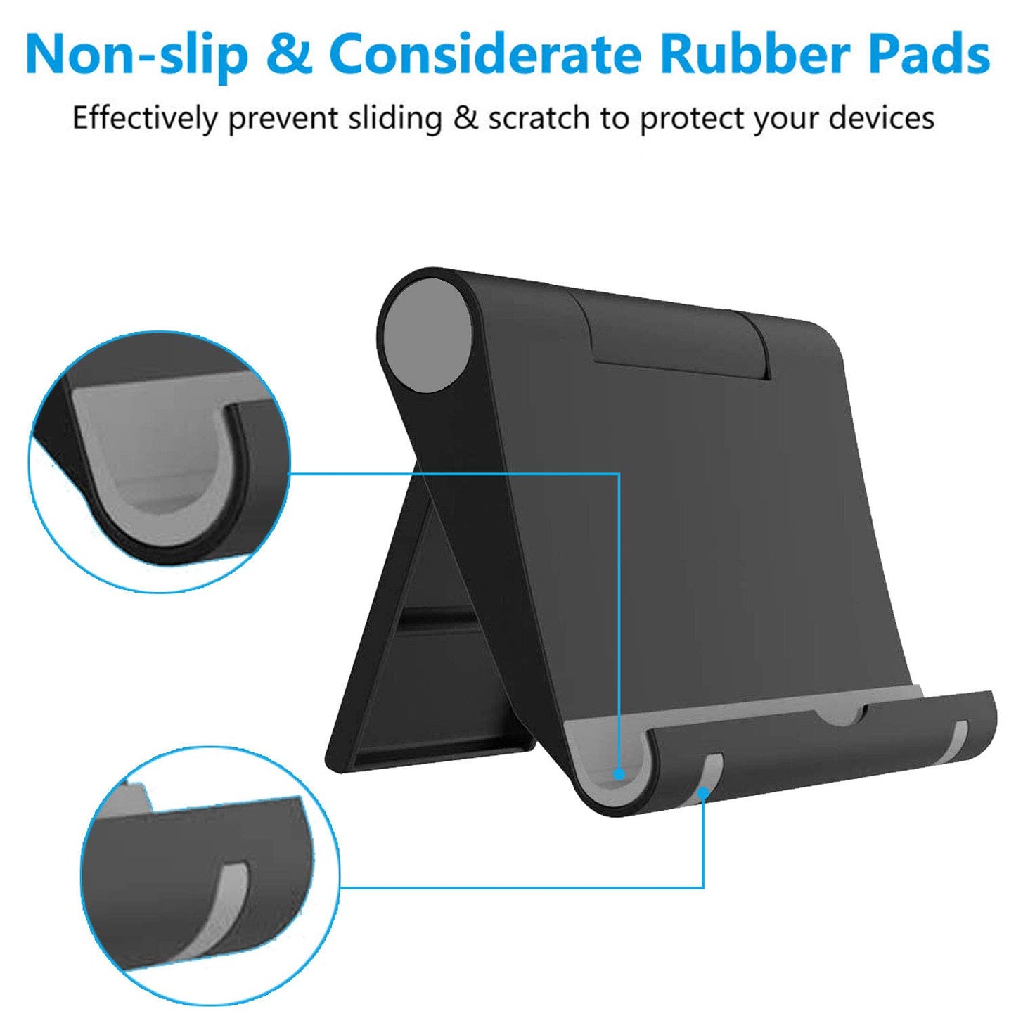 VOVIGGOL 2 Pack Cell Phone Stand for Desk, Foldable Cell Phone Holder Mobile Stand Phone Dock, Adjustable Tablet Stand Holder Compatible with iPhone 16 15 14 13 12 11 Pro Max iPad Samsung (Black) - Medaid International