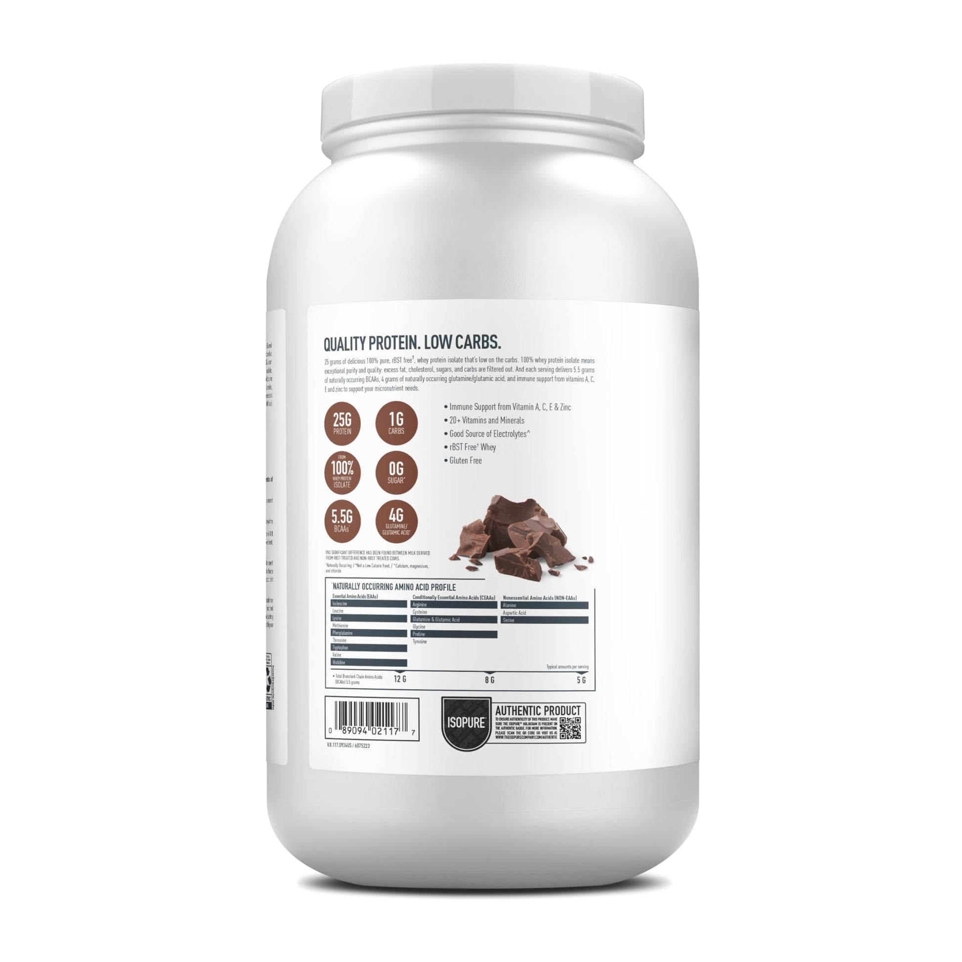 Isopure Low Carb 100% Pure Whey Isolate Protein Powder, Lactose Free, Gluten Free, With Vitamins, Dutch Chocolate, 25g Protein Per Serving, 3.07 Lbs, 41 Servings (Packaging May Vary) - Medaid International