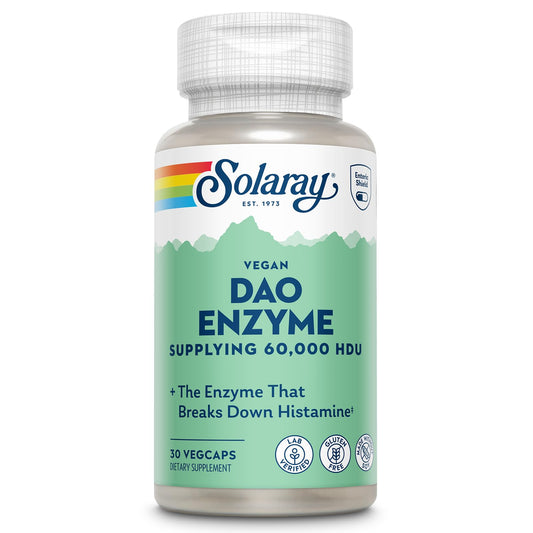 SOLARAY DAO Enzyme - Digestive Enzyme That Breaks Down Histamine - 60,000 HDU - Digestive Enzymes - Vegan, Gluten Free, Lab Verified - 30 Servings, 30 VegCaps - Medaid International