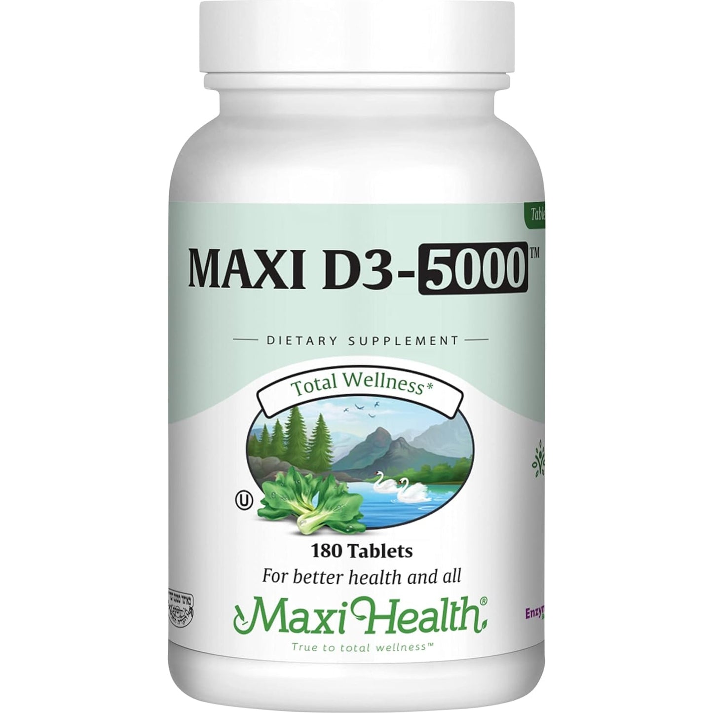 Maxi Health Vitamin D3 5000 IU (125 mcg) - High Dose Vitamin D 5000 IU - Healthy Bones, Teeth, Immune Support - Kosher Pure High Potency Vit D3 (180 Tablets) - Medaid - Lebanon