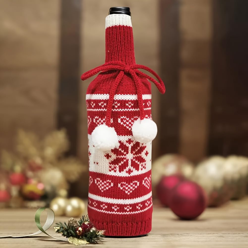 Christmas Bottle Topper Decor - Santa Wine Bottle Cover with Design, Festive Party Decoration for Holiday Home Decor, Christmas Party Supplies - Medaid International