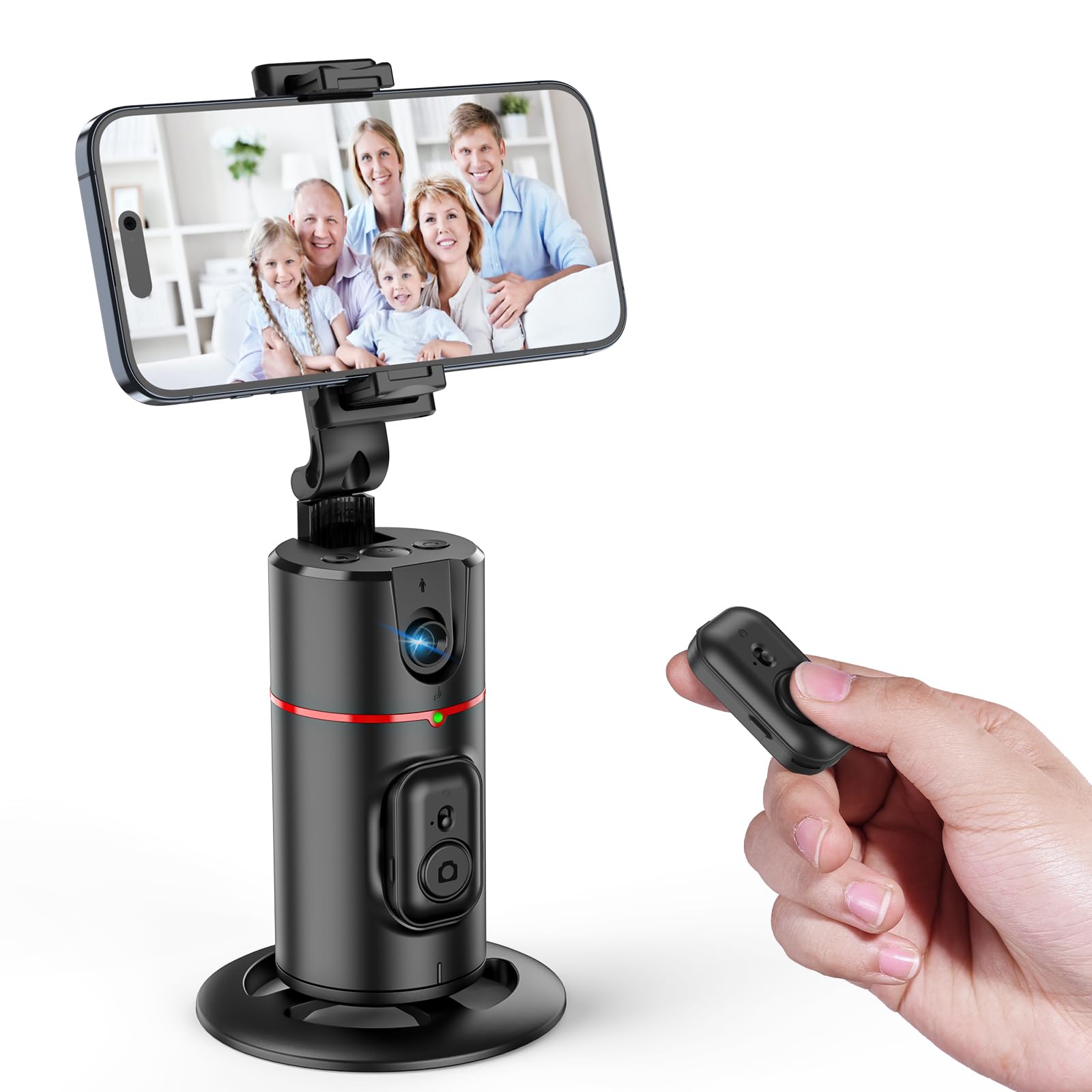 Auto Face Tracking Tripod 360° Rotating Auto Tracking Phone Holder, No App, Phone Camera Stand with Remote and Gesture Control, Smart Shooting Stand for Vlog/TIK Tok Live Video Recording - Medaid International