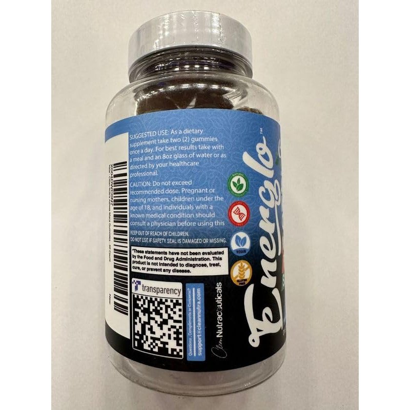 Ashwagandha Maca Root Gummies with Fenugreek Hibiscus Slippery Elm Saffron Extract & Beta Carotene | Peach Flavor Vegan Gummy Vitamins Adaptogen Cortisol Supplement Energlo by Clean Nutra - Medaid International