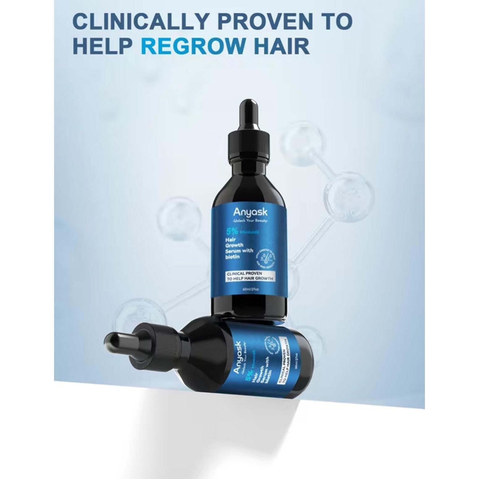 Anyash 5% Minoxidil Hair Growth Oil For Men and Women, Biotin Infused Serum For Hair Regrowth and Thinning, Natural Treatment for Thicker, Longer, Fuller, Healthier Hair, 60ml - Medaid International