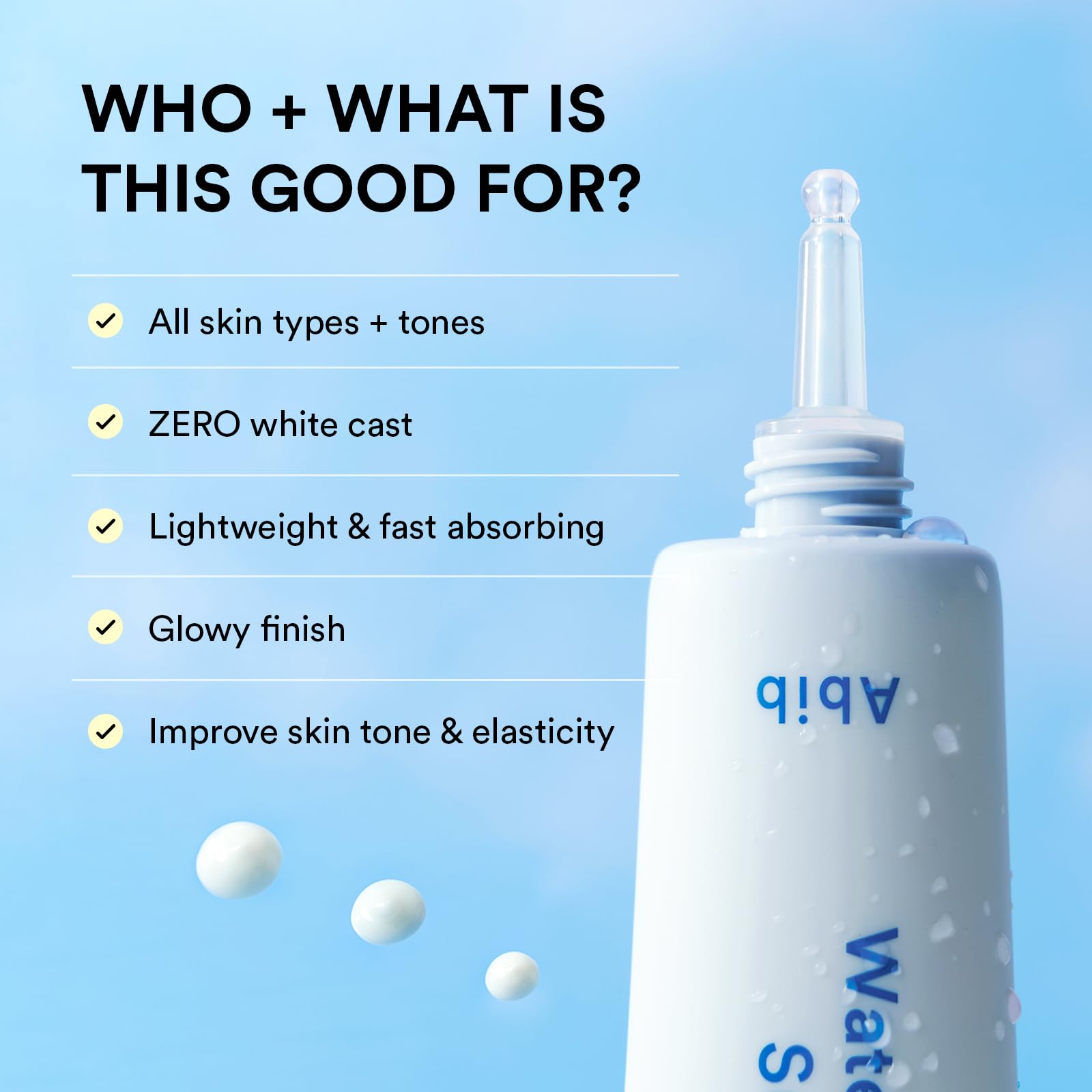 Abib Watery Hyaluron Sunscreen Moisture Tube Broad Spectrum SPF 30 1.69 fl oz / 50ml | Korean Suncreen Suncare Sunblock No White cast Reef Safe Hyaluronic Acid Niacinamide Vitamin C Collagen - Medaid International