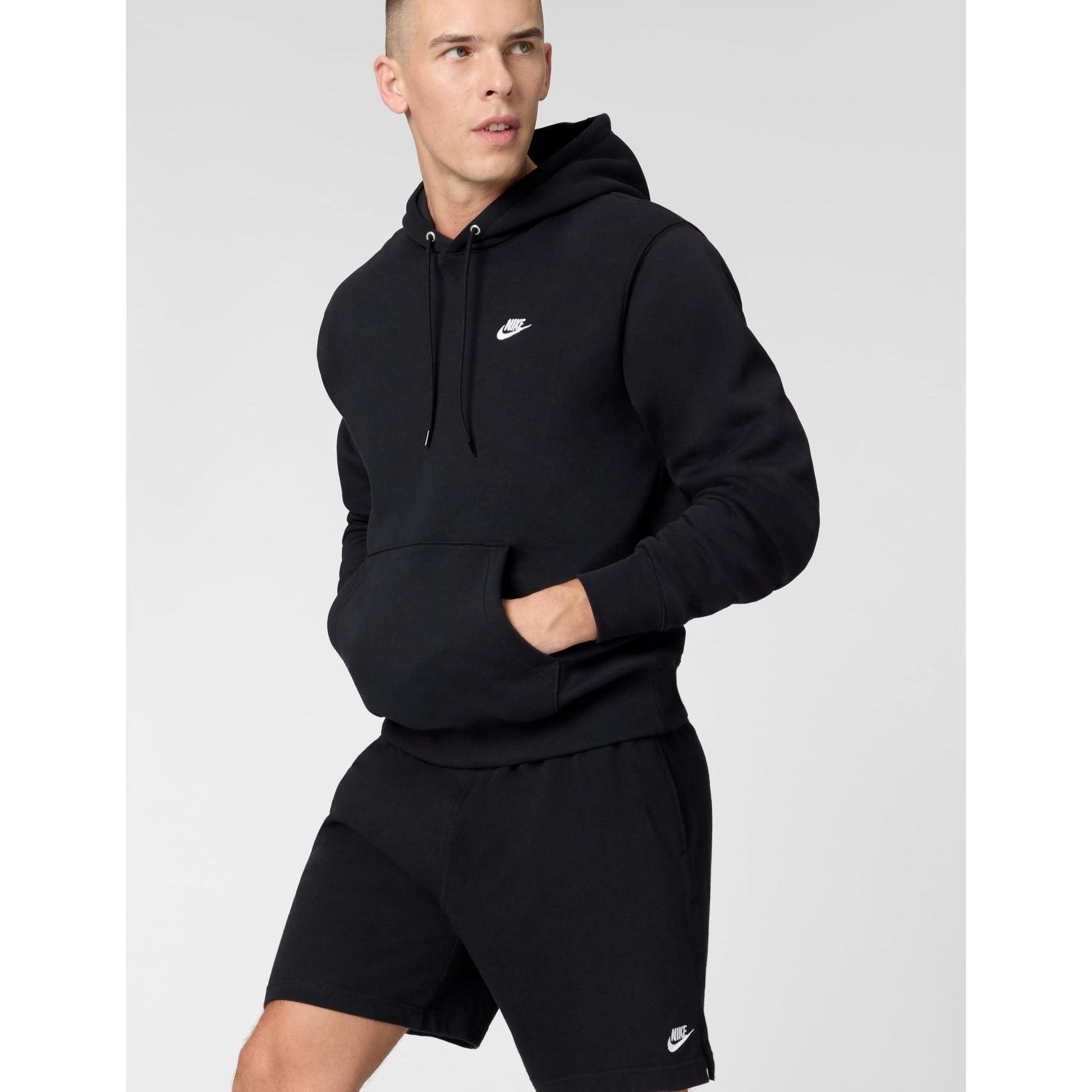 Nike Men's Club Pullover Fleece Hoodie, Black/Black/White, Medium - Medaid International