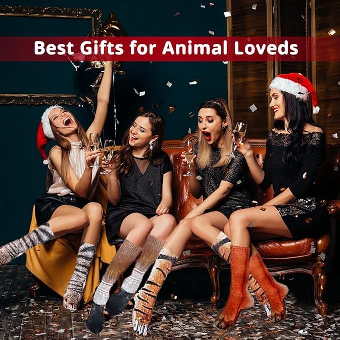 Funny Christmas Gift 3D Animal Paw Socks Tiger Socks Suitable for Adults Men and Women Teenagers Funny White Elephant Gift - Medaid International