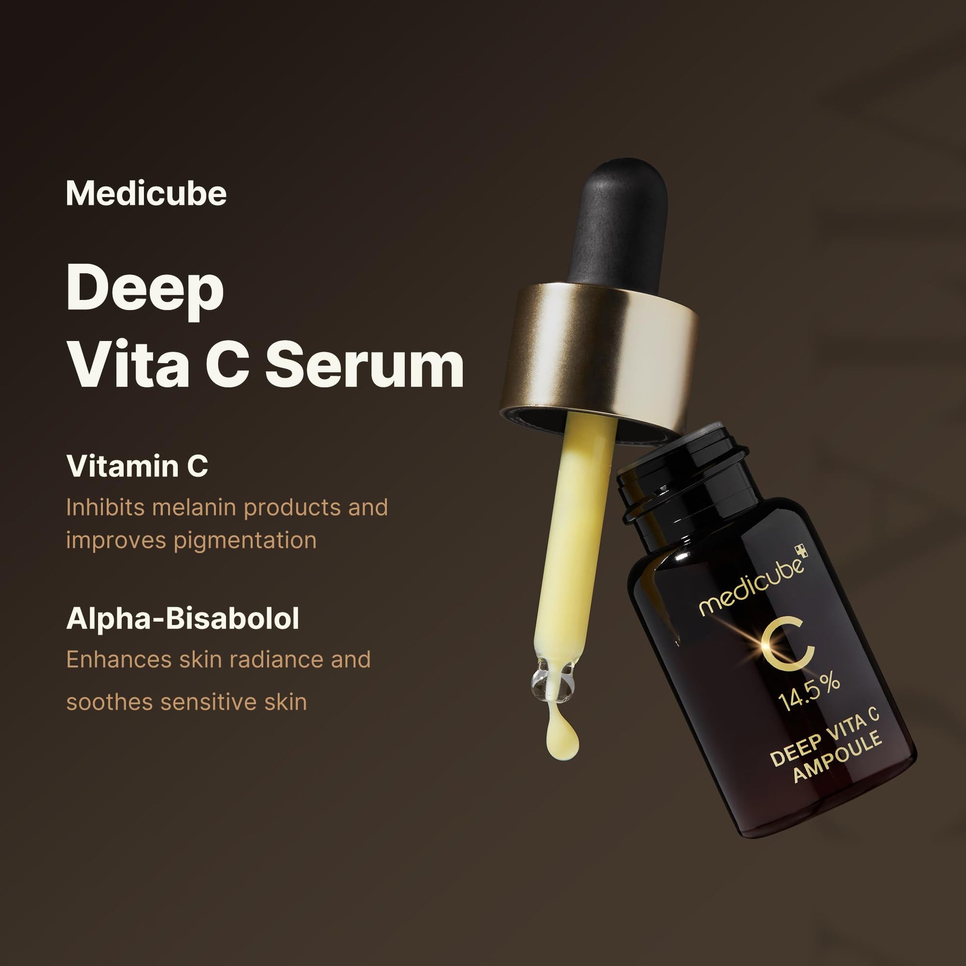 Medicube Deep Vita C Serum 2.0 || 14.5% Pure Vitamin C reduce the appearance of hyperpigmentation, dark spots, and blemishes | 16 self-tests complete | Korean skincare (10g * 3 bottles) - Medaid International