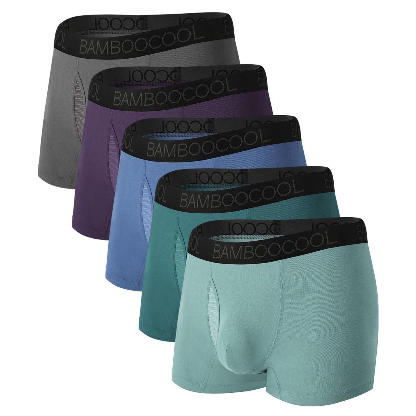 BAMBOO COOL Mens Trunks Underwear Performance Breathable Mesh Fly Zone Moisture-Wicking(4 Pack) - Medaid International