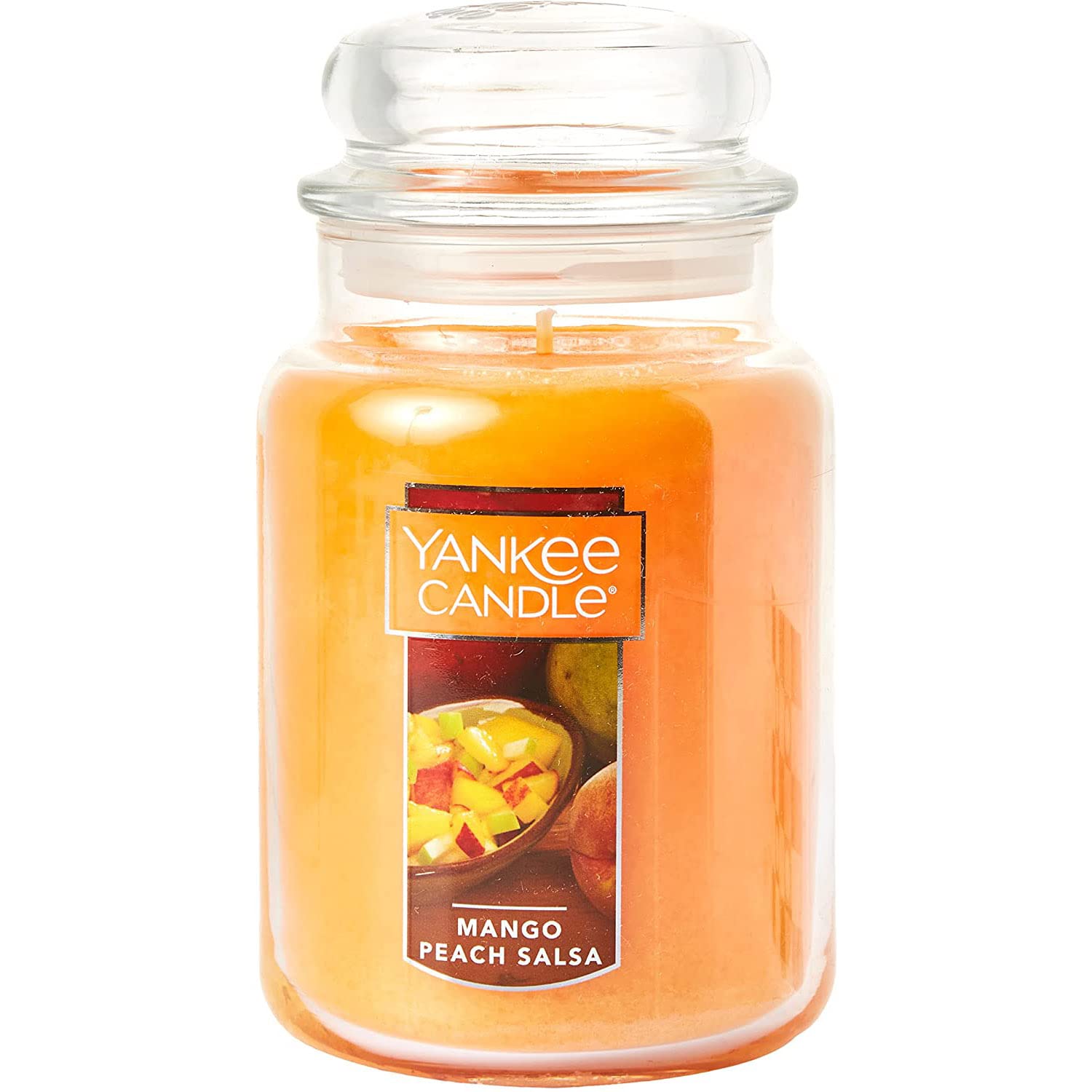 Yankee Candle Mango Peach Salsa Scented, Classic 22oz Large Jar Single Wick Candle, Over 110 Hours of Burn Time - Medaid International