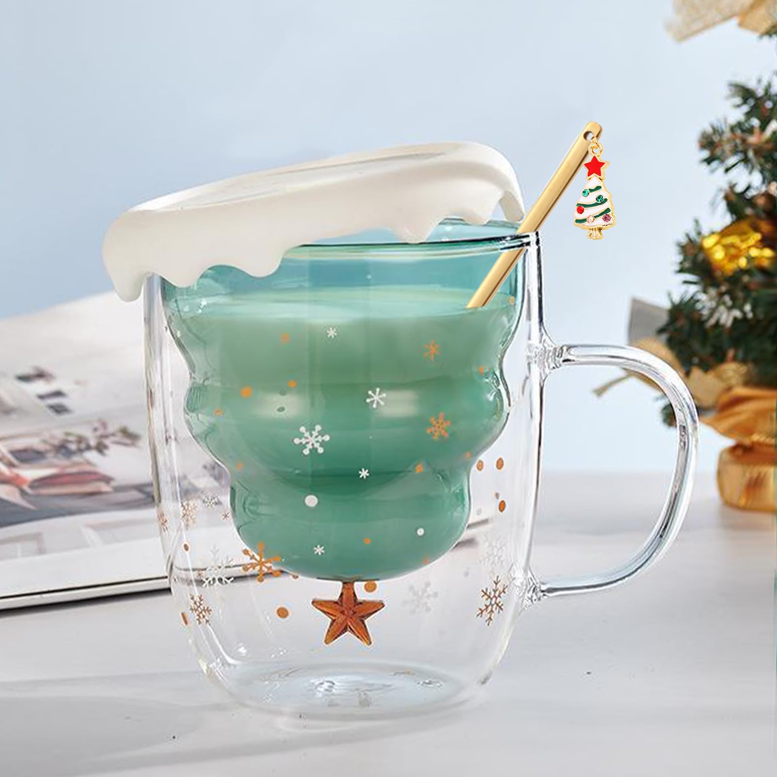 Binoster Cute Mugs Christmas Coffee Mug, Tea Cup, Milk Cup Glasses Double Wall Insulated Glasses Espresso Cup, Best Christmas for Women,Men,Kid, Office and Personal - Medaid International