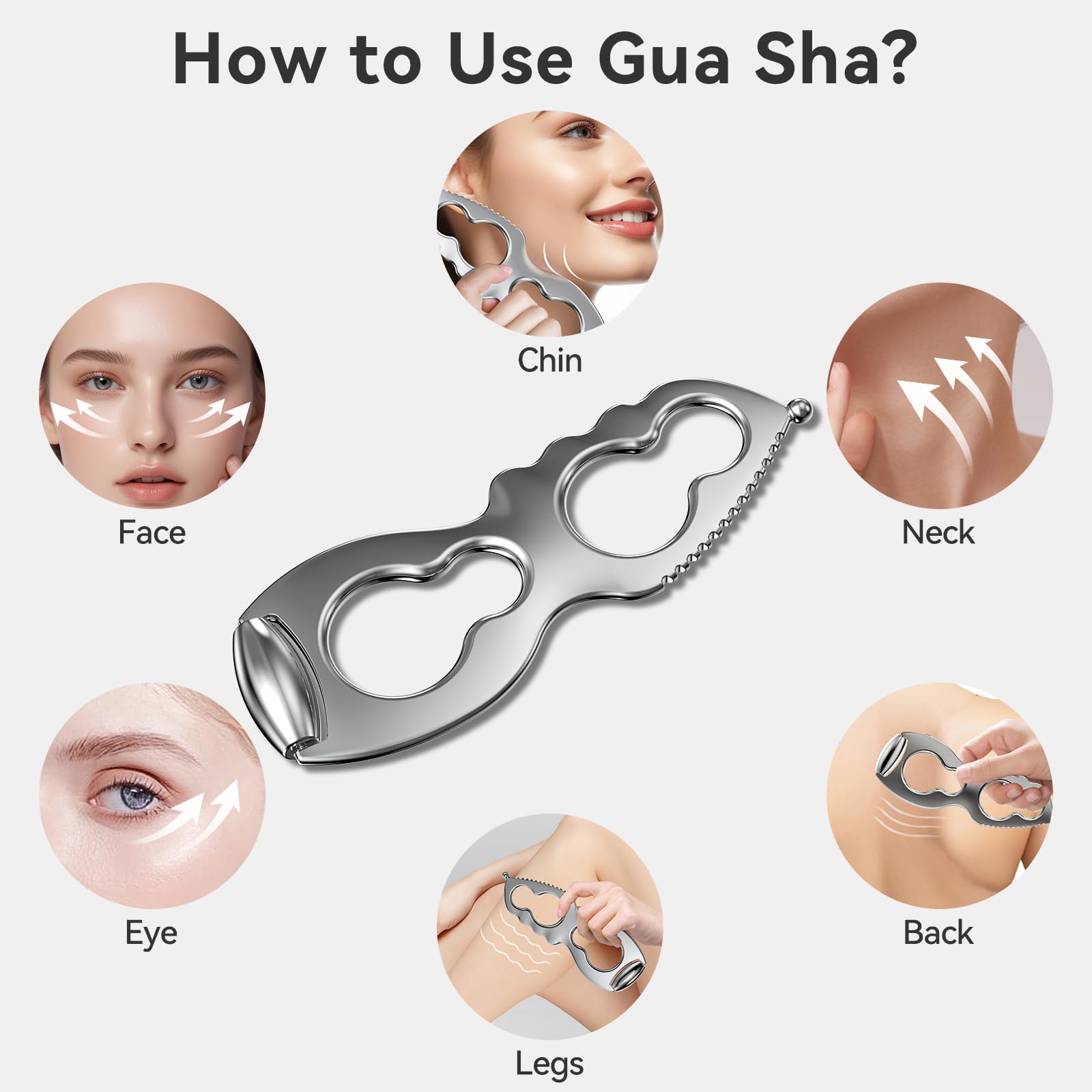Gua Sha Facial Tools Stainless Steel Guasha Tool for Face Metal Gua Sha Muscle Scraper Tool Massage Body Gua Sha Graston Tool Physical Therapy Face Sculpting Tool Iastm Tool Derma Edge Women Skin Care - Medaid International