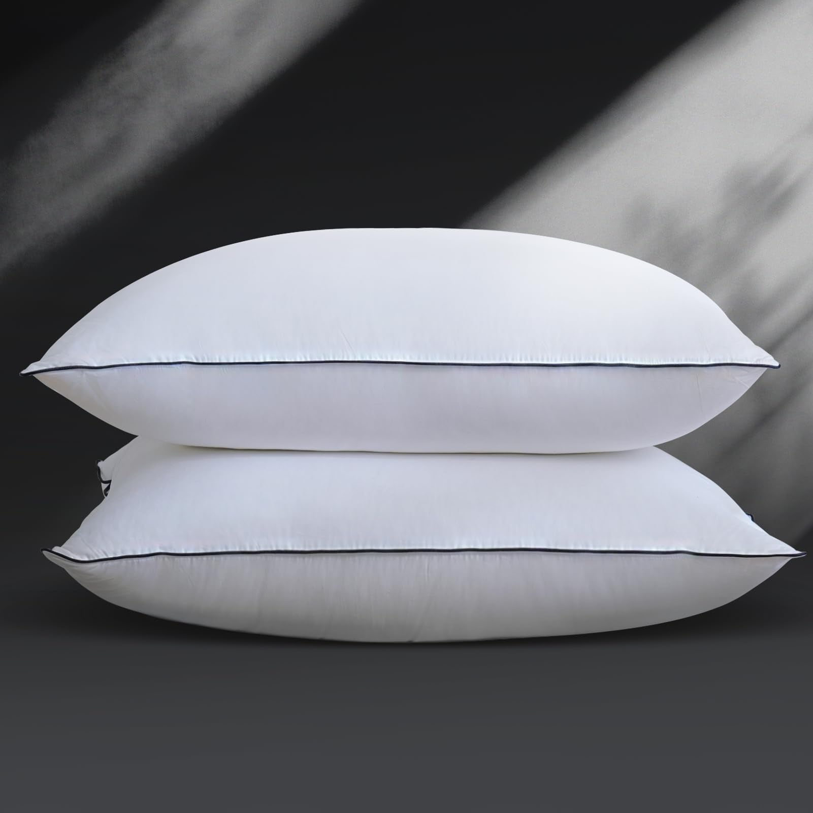 Yalamila Luxurious Goose Down Bed Pillows King Size Set of 2, Hotel Collection Pillows Designed for Deep Sleep, Soft and Supportive Filling for Side, Back Sleepers 20" x 36" - Medaid International