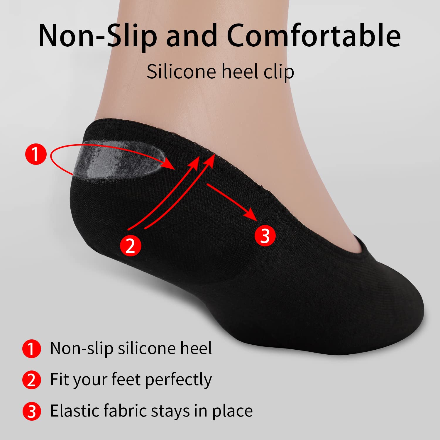 ADFOLF 6 Pack Mens No Show Socks Casual Low Cut Thin Loafers Non Slip Boat Liners - Medaid International