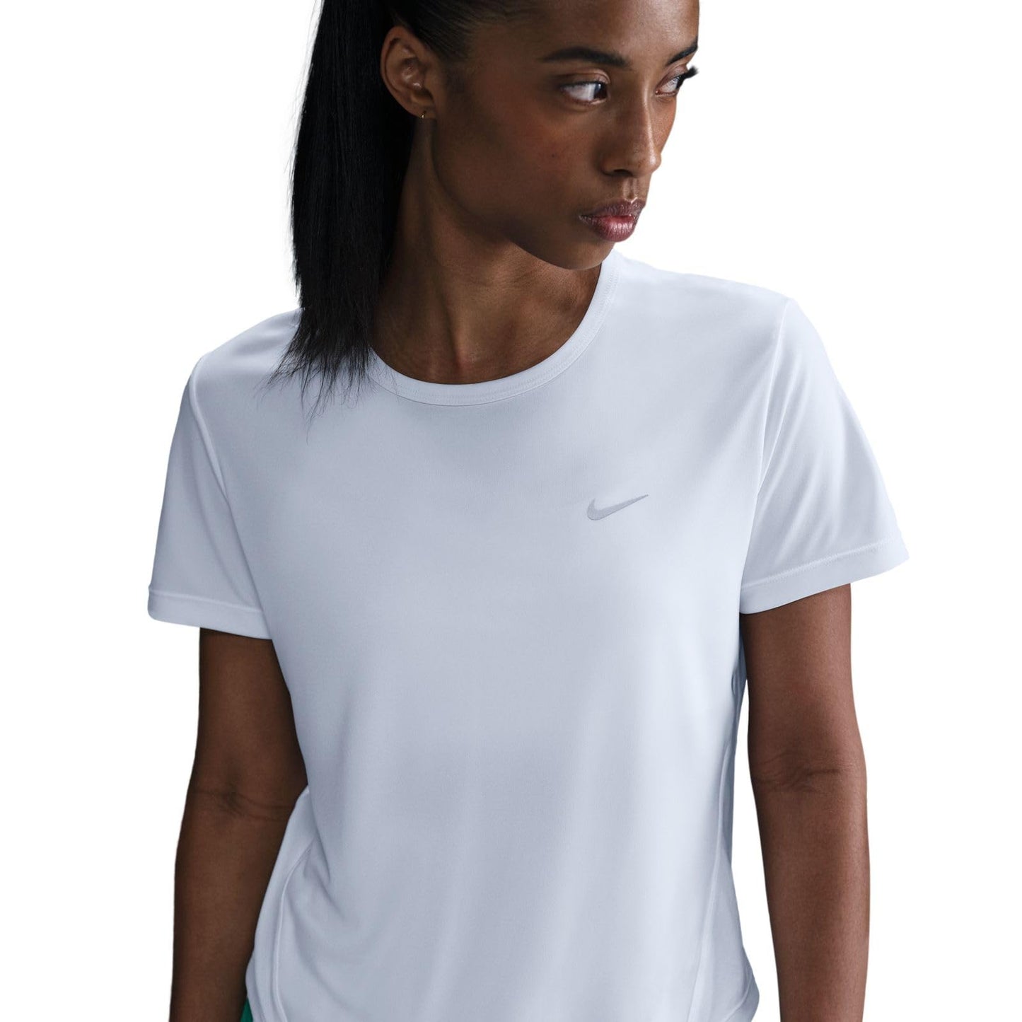 Nike Women's Standard Tempo Dri-Fit Short-Sleeve Running Top, White/Reflective Silver - Medaid International